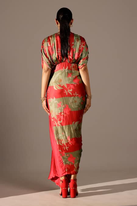 Studio Surbhi Floral Printed Pleated Bodice Gown 