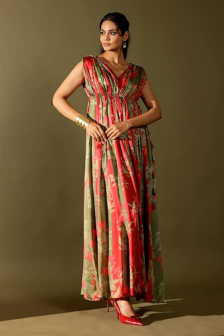 Studio Surbhi Bagh Floral Print pleated Kurta Pant Set 