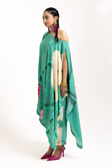 Day And Mood Floral Print Kaftan Kurta Set 