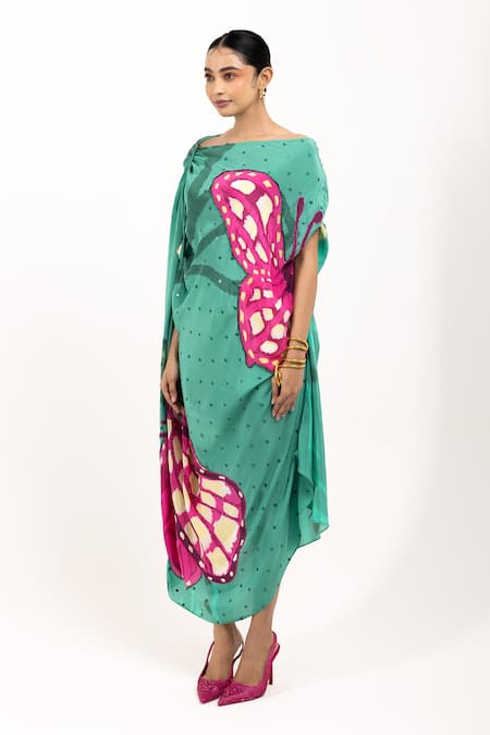 DAY AND MOOD Printed Embroidered Gown 