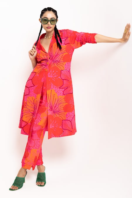 Day And Mood Floral Printed Blazer Kurta & Pant Set 