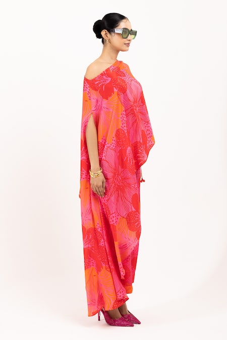 Day And Mood Floral Printed Asymmetric Top & Pant Set 