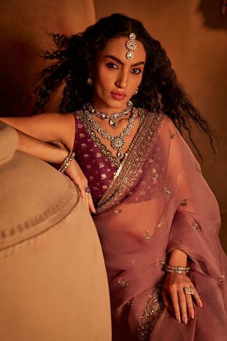Buy Manvi Kapoor Purple Silk, Organza, Cotton Cut Work, Sequins, Cutdana And Embroidered Saree Online at Aza Fashions Buy_Manvi Kapoor_Purple Silk, Organza, Cotton Cut Work, Sequins, Cutdana And Embroidered Saree _Online_at_Aza_Fashions