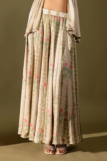 Studio Surbhi Multi Color Georgette, Satin Embroidery Round Neck Floral Printed Lehenga Set Online at Aza Fashions Studio Surbhi_Multi Color Georgette, Satin Embroidery Round Neck Floral Printed Lehenga Set _Online_at_Aza_Fashions