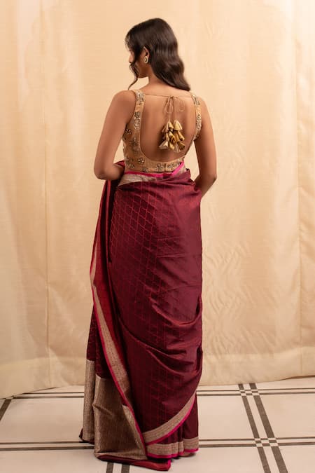 Priyanka Raajiv Gold Zardozi Hand Embroidered Blouse 