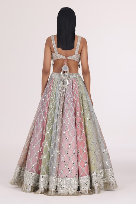 Abhinav Mishra Gradient Jaal Embroidered Lehenga Set 