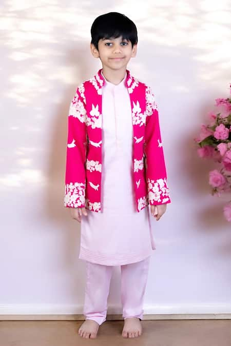 FAYON KIDS x AZA Floral Embroidered Jacket With Kurta Set 