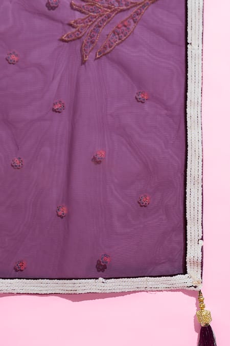 Buy Samyukta Singhania Burgundy Net, Linen Sequins, Cut Work, Embroidery Scoop Neck Floral Lehenga Set Online at Aza Fashions Buy_Samyukta Singhania_Burgundy Net, Linen Sequins, Cut Work, Embroidery Scoop Neck Floral Lehenga Set _Online_at_Aza_Fashions