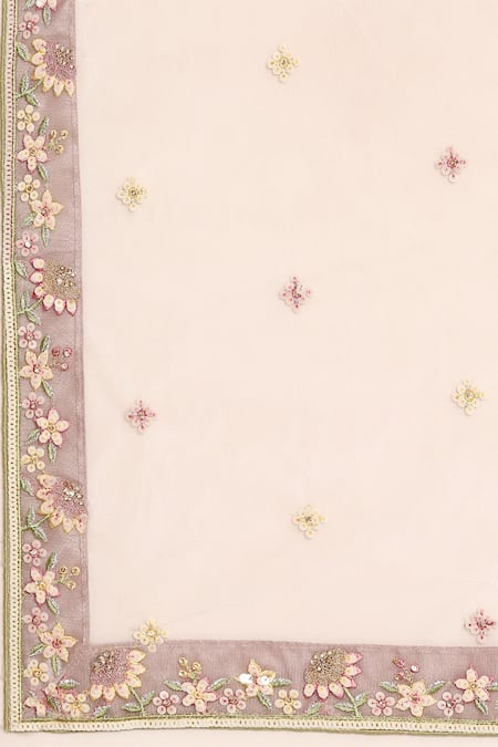 Samyukta Singhania_Purple Polyester, Net Sequins, Stones, Embroidery, Zari Floral Lehenga Set _at_Aza_Fashions