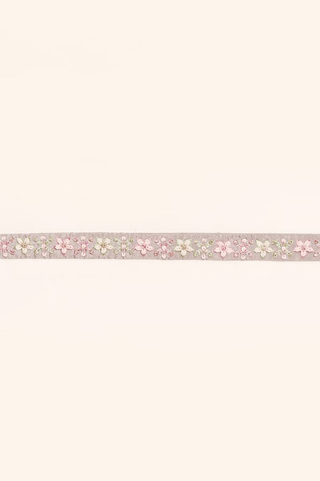 Shop_Samyukta Singhania_Purple Polyester, Net Sequins, Stones, Embroidery, Zari Floral Lehenga Set 