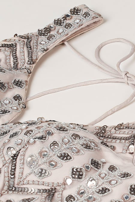 Shop Samyukta Singhania Beige Net, Linen Sequins, Mirrors, Stones, Zari, Geometric Lehenga Set Online at Aza Fashions Shop_Samyukta Singhania_Beige Net, Linen Sequins, Mirrors, Stones, Zari, Geometric Lehenga Set _Online_at_Aza_Fashions