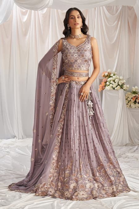 Samyukta Singhania Zari Flower Vine Embroidered Lehenga Set 