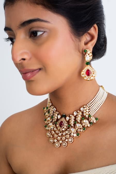 Zevar King Paisley Bloom Kundan Choker Set 