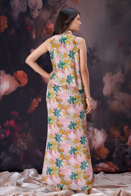 Amani Floral Print Jacket Skirt Set 