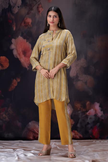 Amani Striped Yellow Kurta & Pant Set 