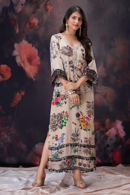 Amani Botanical Print Kaftan Dress 