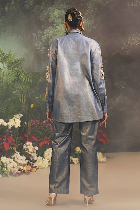 Divya Aggarwal Floral Cutwork Shirt & Pant Set 