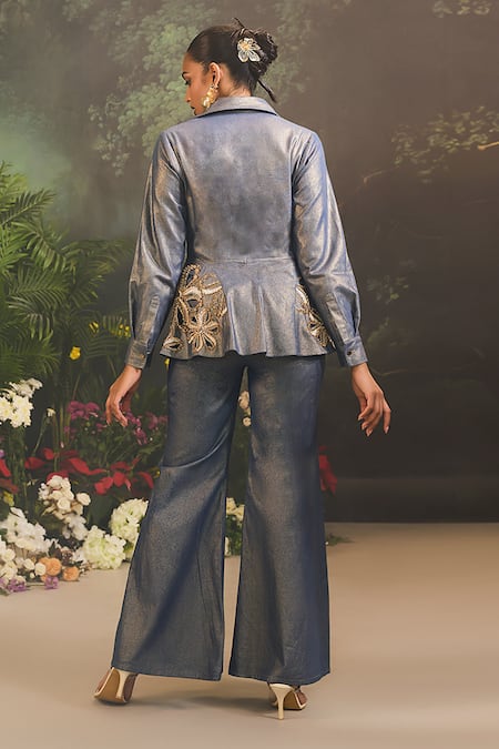 Divya Aggarwal Floral Embellished Shirt & Flared Pant Set 