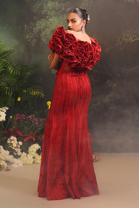 Divya Aggarwal Geometric Embellished Corset Gown & Cape 