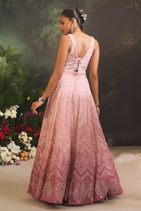 Divya Aggarwal Ombre Crystal Embellished Gown 