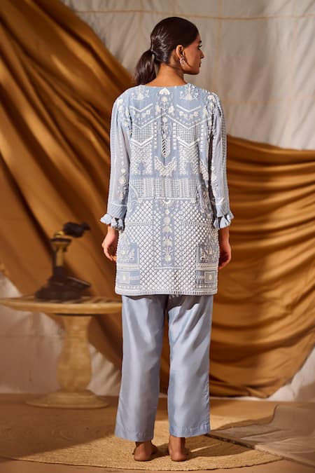 Meenal Paraswani Chikankari Mosaic Embroidered Kurta Set 
