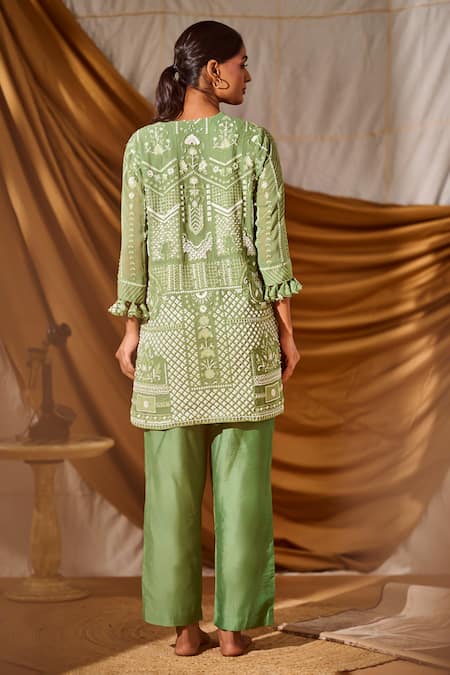 Meenal Paraswani Chikankari Embroidered Kurta & Pant Set 