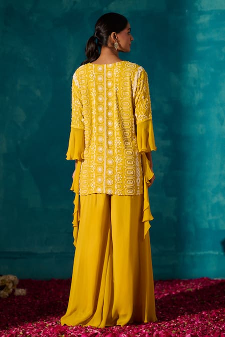 Meenal Paraswani Chikankari Embroidered Jacket & Flared Pant 