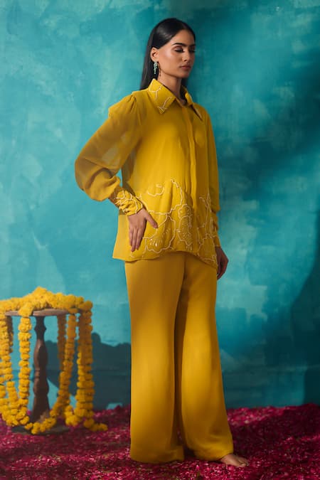 Meenal Paraswani Chikankari Embroidered Shirt & Pant Set 