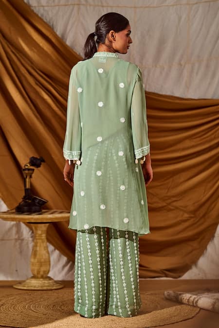 Meenal Paraswani Chikankari Embroidered Shirt Tunic & Pant Set 