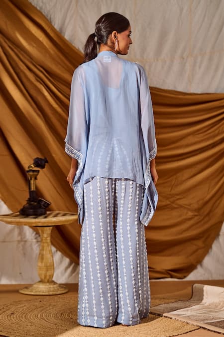 Meenal Paraswani Chikankari Embroidered Kaftan Tunic & Pant Set 