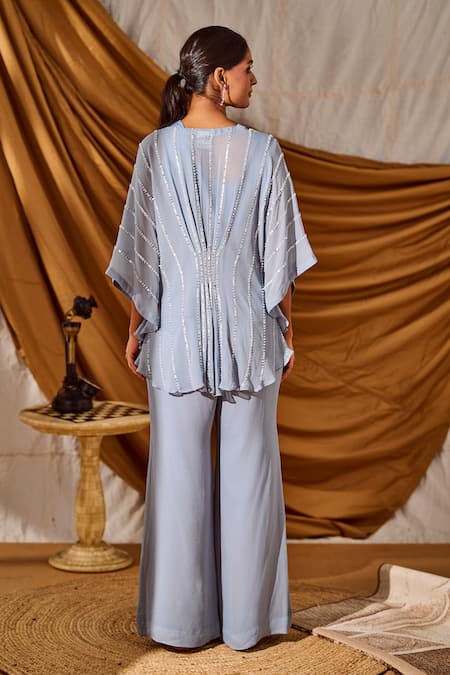 Meenal Paraswani Floral Embroidered Kaftan & Pant Set 