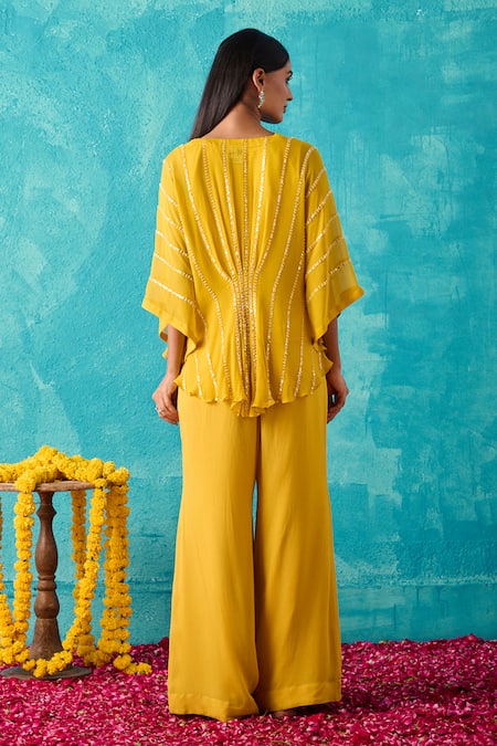 Meenal Paraswani Chikankari Embroidered Kaftan & Pant Set 