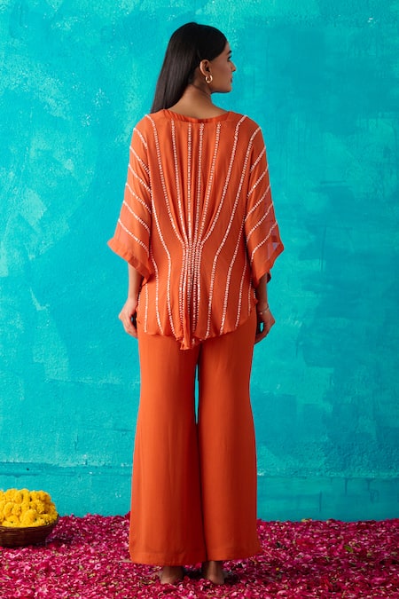 Meenal Paraswani Chikankari Embroidered Kaftan & Pant Set 