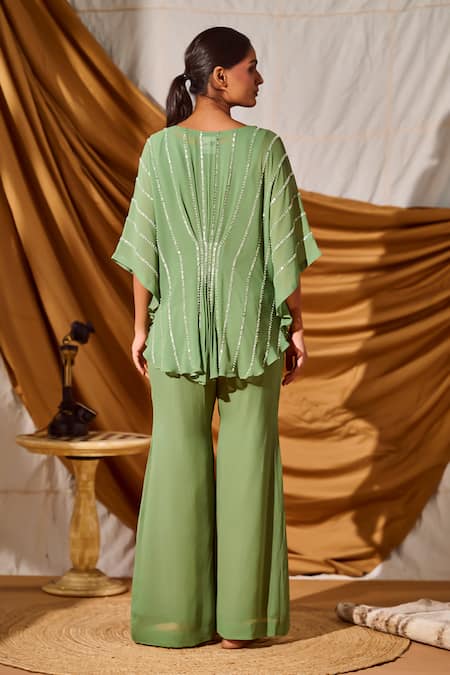 Meenal Paraswani Chikankari Embroidered Kaftan & Pant Set 