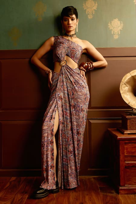 Reeti Arneja Prism Kaleidoscopic Print Saree Gown 