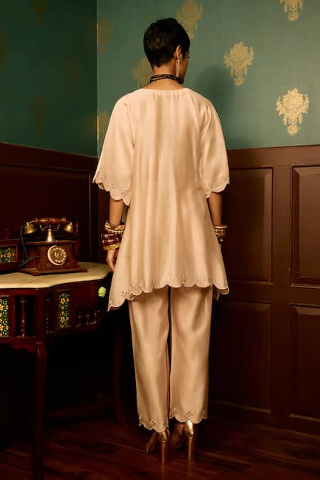 Reeti Arneja - Theklub Baby Pink Embroidered Cutwork Kurta Set 