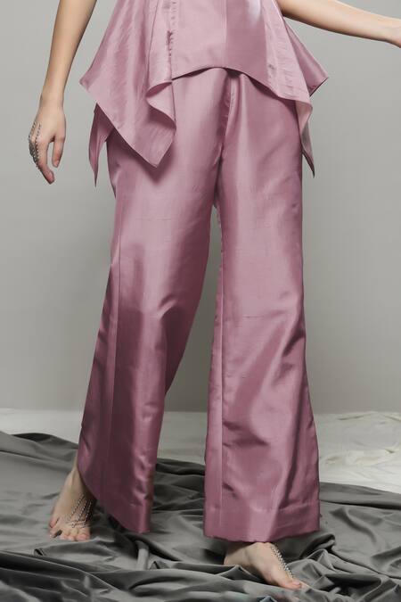 Buy Sakshi Khetterpal Pink Silk, Linen Pearls, Beads Round Neck Embroidered Top And Pant Set Buy_Sakshi Khetterpal_Pink Silk, Linen Pearls, Beads Round Neck Embroidered Top And Pant Set