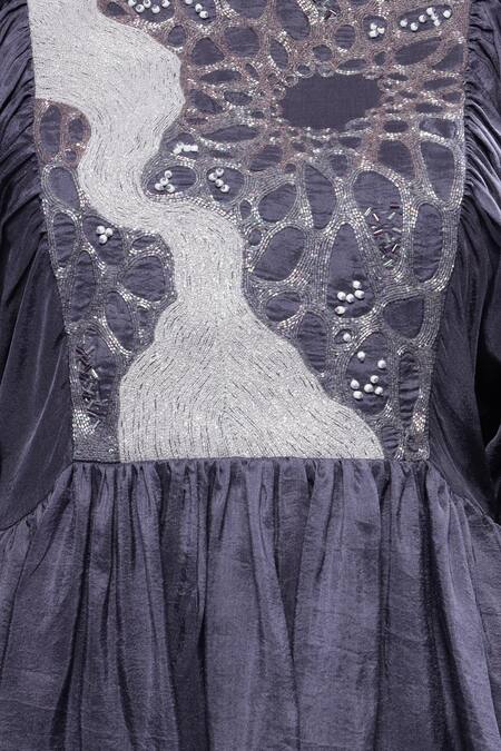 Shop Sakshi Khetterpal Purple Silk, Linen Embroidery Round Neck Floral Top And Pant Set Online at Aza Fashions Shop_Sakshi Khetterpal_Purple Silk, Linen Embroidery Round Neck Floral Top And Pant Set _Online_at_Aza_Fashions