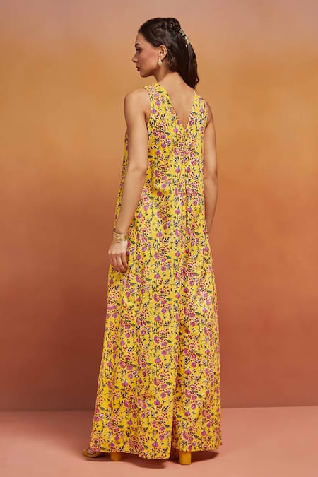 Shikha Malik Floral Print Hand Embroidered Jumpsuit 