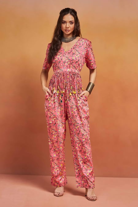 SHIKHA MALIK Bloom Handblock Print Jumpsuit 