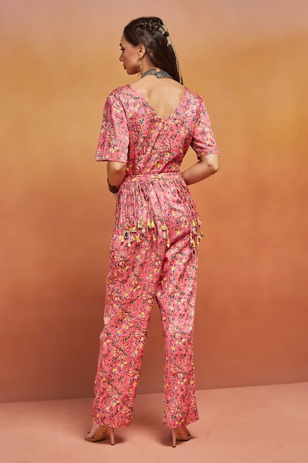 Shikha Malik Bloom Handblock Print Jumpsuit 