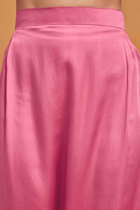 Shop_Shikha Malik_Pink Silk, Chanderi Cut Work Round Neck And Cording Detail Kurta Set 