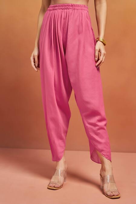 Shikha Malik Pink Silk, Chanderi Tassels Round Neck Cutwork And Cording Detail Kurta Set at Aza Fashions Shikha Malik_Pink Silk, Chanderi Tassels Round Neck Cutwork And Cording Detail Kurta Set _at_Aza_Fashions