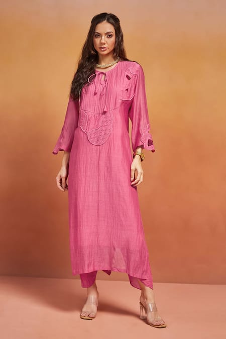 SHIKHA MALIK Bloom Cutwork & Cording Detail Kurta & Tulip Pant Set 