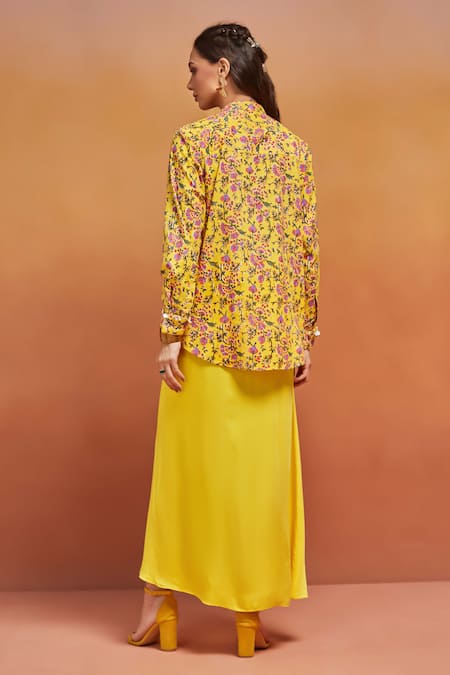 Shikha Malik Phool Handblock Print Shirt With Tassels 