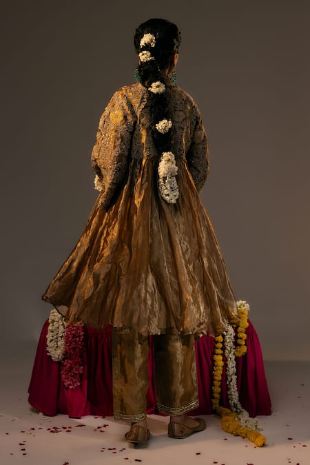 Svastih Gold Embroidered Anarkali & Pant Set 