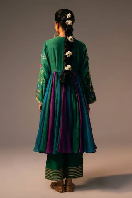 Svastih Green Embroidered Anarkali & Pant Set 