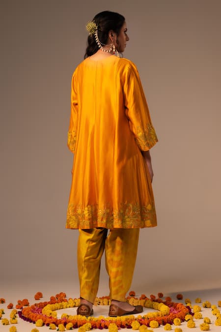 Svastih Orange Embroidered Anarkali Set 