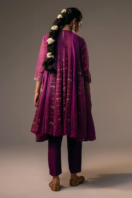 Svastih Purple Applique Embroidered Anarkali Set 