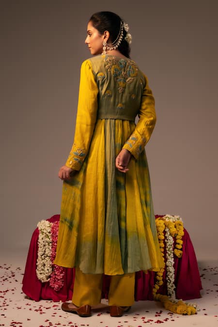 Svastih Embroidered Yellow Anarkali Set With Jacket 